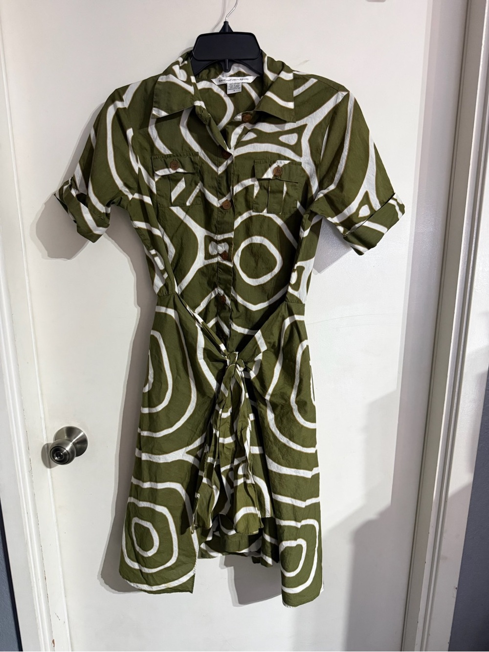 EUC Women’s Diane von Furstenberg Green Midi Cotton Dress Size 6